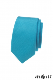 Cravată îngustă cu culoarea turcoaz mat