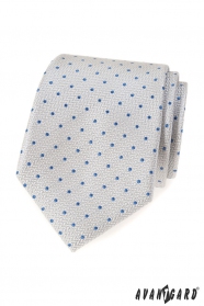 Cravată gri deschis cu buline albastre