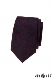 Cravată îngustă cu dungi visiniu
