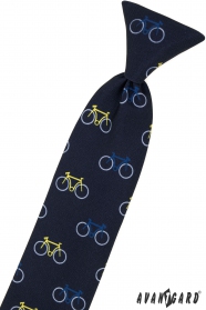 Cravata albastra copii 31 cm, bicicleta colorata