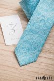 Cravată îngustă turcoaz cu model paisley - latime 6 cm