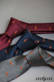Cravată gri, vulpe portocalie - latime 7 cm