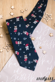Cravată de Crăciun albastru închis cu un buldog - latime 7 cm