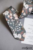 Cravata verzuie cu model floral - latime 7 cm