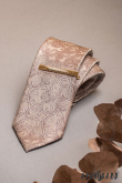 Cravata bej cu motiv paisley - latime 7 cm