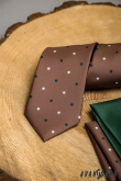 Cravata maro deschis cu buline - latime 7 cm