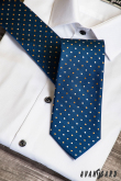 Cravata albastra structurata cu buline - latime 8 cm