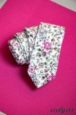 Cravată din bumbac cu motiv de primăvară - latime 5 cm
