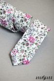 Cravată din bumbac cu motiv de primăvară - latime 5 cm