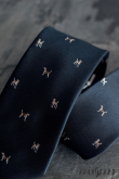 Cravată albastră, câine maro - latime 7 cm