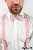 Bretele roz pudrat cu piele maro - latime 35 mm
