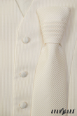 Cravata frantuzeasca de culoare crem cu structura in dungi - universal
