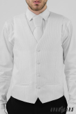 Cravată franceză albă cu dungi strălucitoare - universal