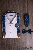 Cravată îngustă albastră cu buline albe - latime 5 cm