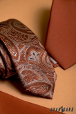 Cravată îngustă cu model paisley maro - latime 6 cm