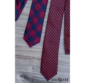 Cravată îngustă în carouri albastru-roșu - latime 5 cm