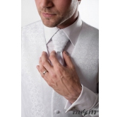 Vesta de nunta barbati cu cravata Model alb lucios - 66