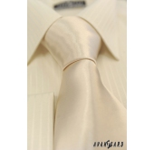 Cravată strălucitoare de culoare crem - latime 7 cm