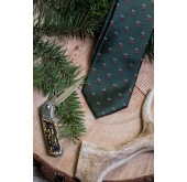 Cravata verde cu motiv de cerb - latime 7 cm