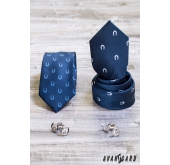 Cravată albastră cu motiv de potcoavă
