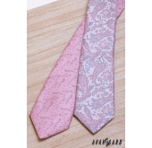 Cravată Paisley roz-gri - latime 7 cm