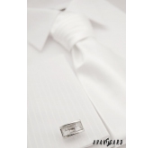 Cravată de mireasă albă, netedă, strălucitoare - universal