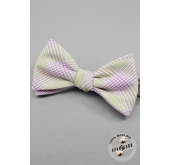 Papion self-tie din bumbac carouri violet - legat cam 12 cm