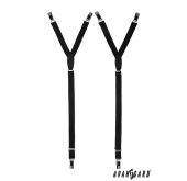 Două bretele suspensoare negre în Y pentru cămașă - latime 20 mm