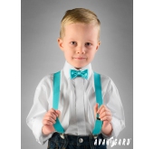 Bretele pentru băiat mentă cu centru din piele - inaltime 140 cm