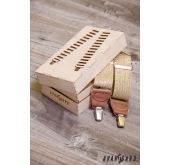 Bretele aurii de lux cu cleme, cutie cadou - latime 35 mm