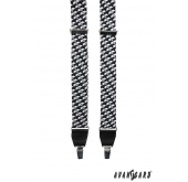 Bretele în formă de Y alb-negru, prindere prin clemă - latime 35 mm