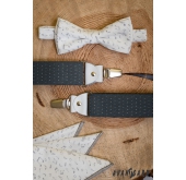Bretele gri cu puncte albe - latime 35 mm