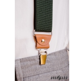 Bretele elastice verzi cu accesorii din piele - latime 35 mm