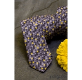 Cravată îngustă gri cu model triunghiular - latime 6 cm
