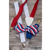 Bretele barbatesti tricolore cu piele alba - latime 25 mm
