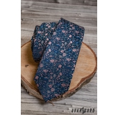 Cravata albastra eleganta cu model floral